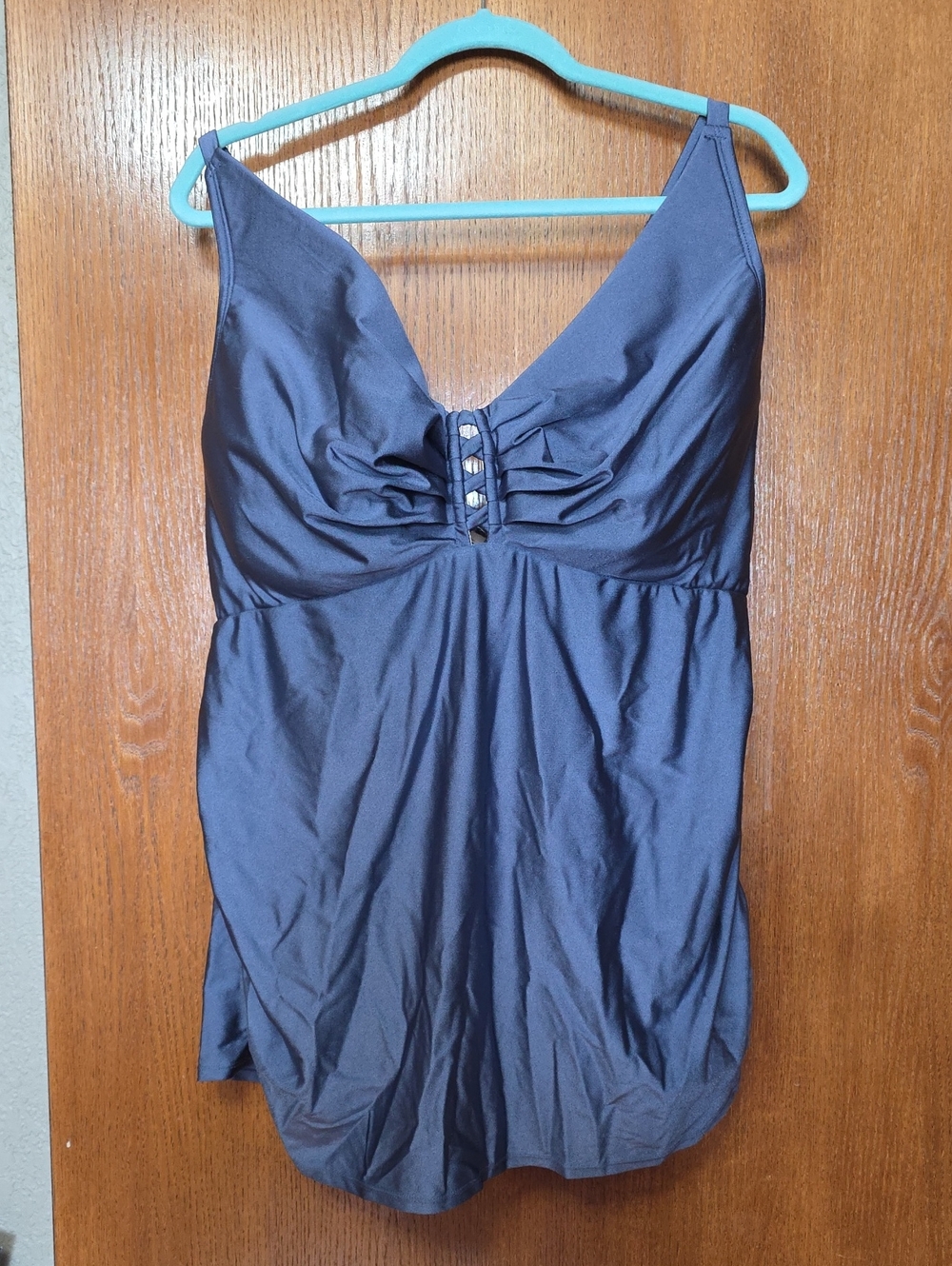 Cacique V-Neck Swim Tank Ruched Bust